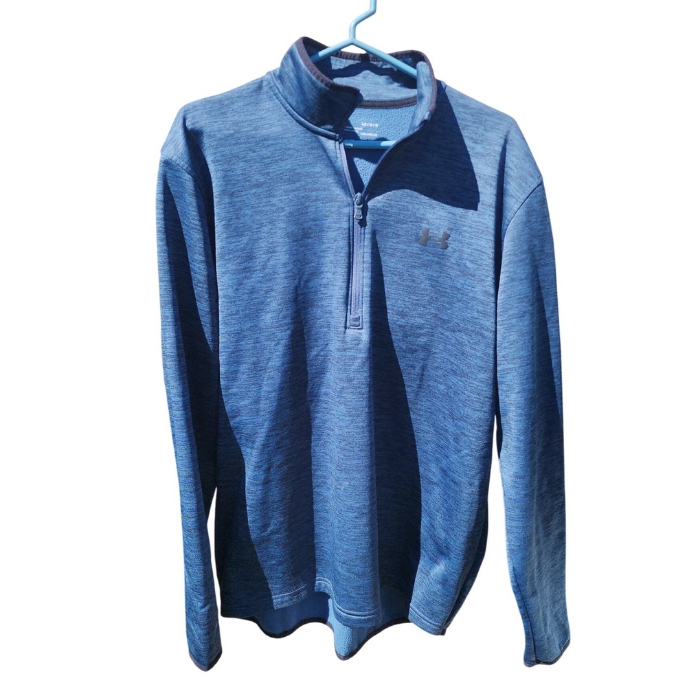 Under Armour ColdGear Mens Large Blue Space Dye Heather Quarter Zip Pullover
